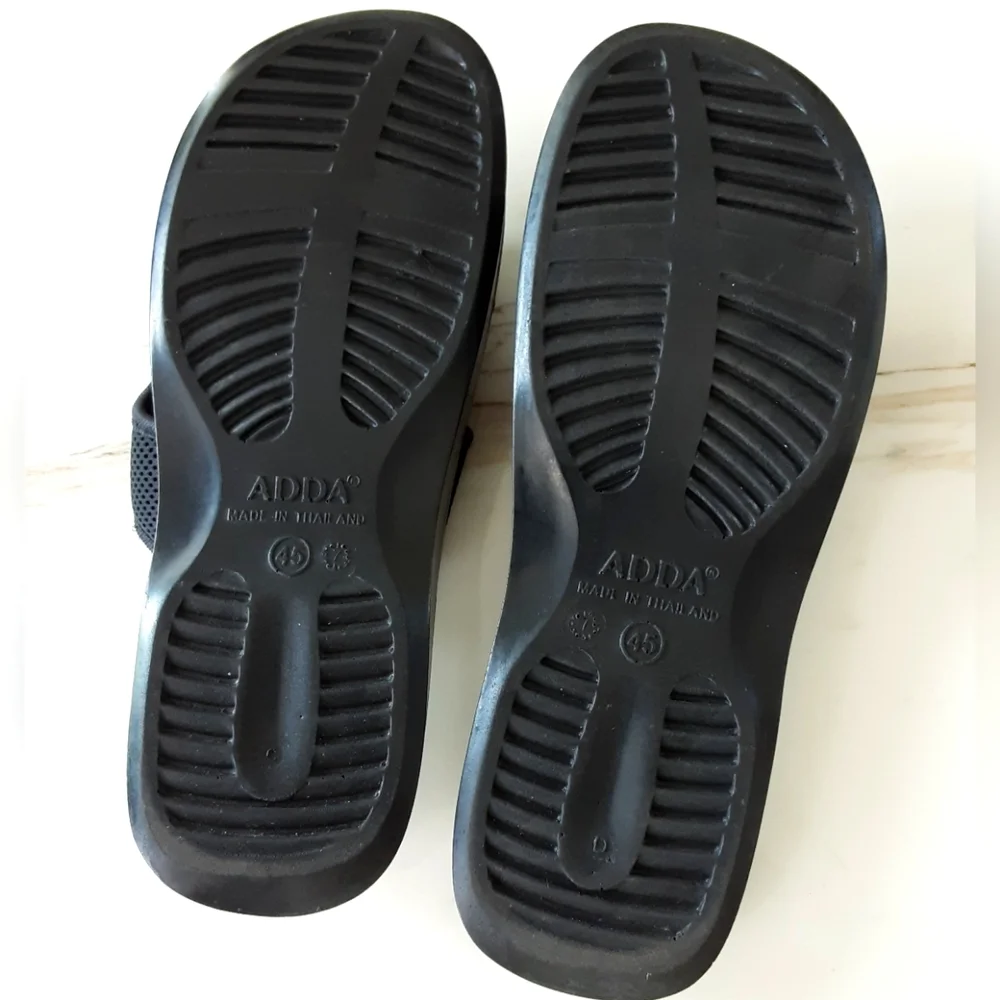 ADDA Original Comfort Mens Black Microfiber Leather Sandals Sz 11 (45) NWOT